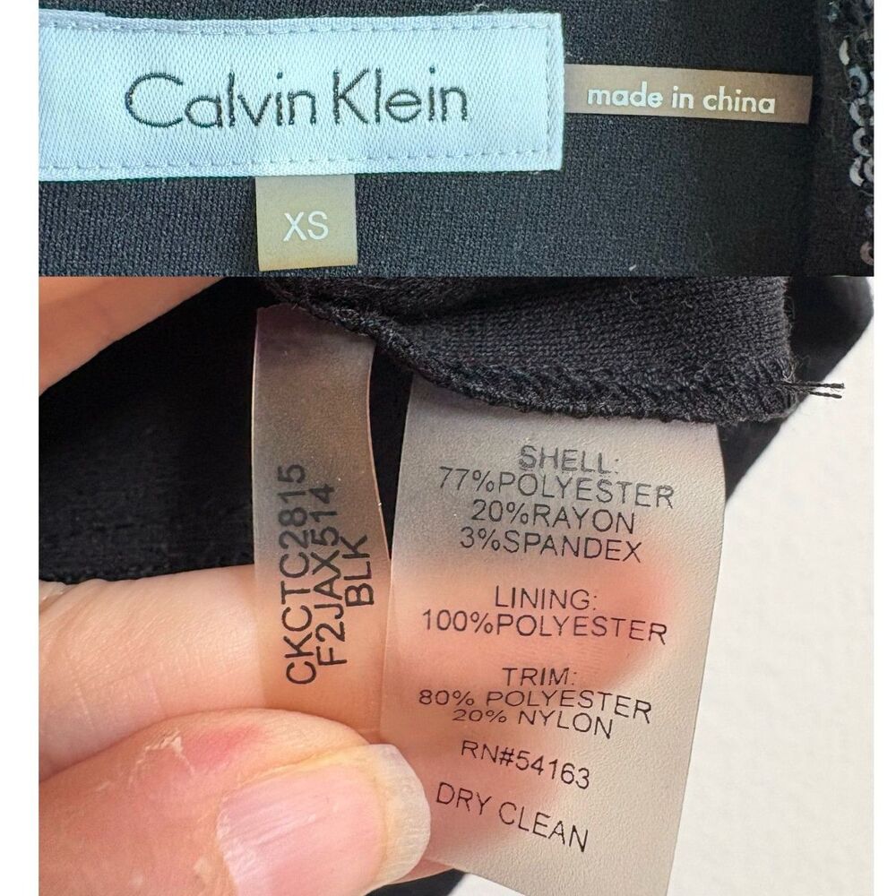 Calvin Klein Sequin Peplum Top Black Monochrome Sleeveless Blouse Shimmer Tank S - Picture 7 of 8